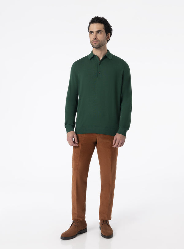Jersey cuello tipo polo en lana Merino - Moray