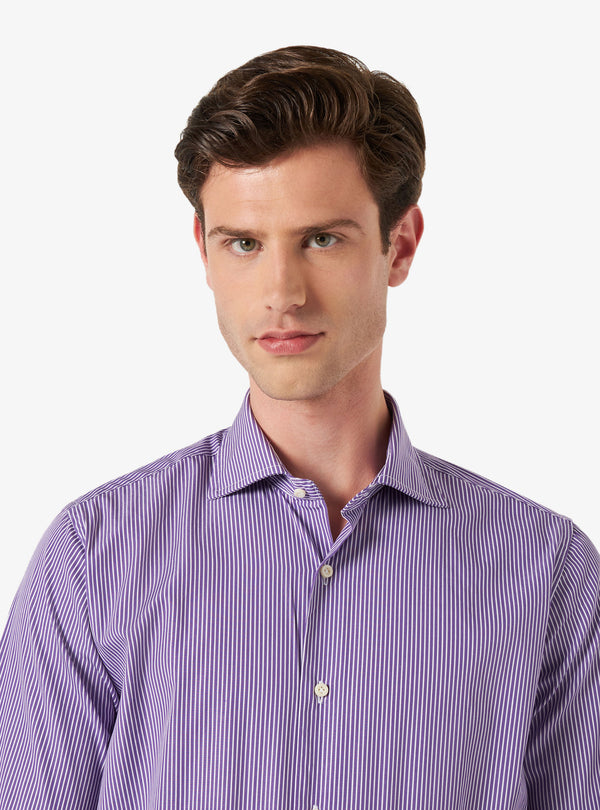 Camisa regular con cuello francés en algodón - Sarga