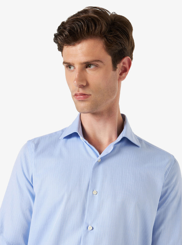 Camicia Regular in cotone con collo tagliato - Marine