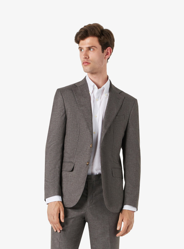 Vestido clásico de lino y algodón color liso - Marino