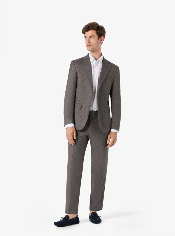 Vestido clásico de lino y algodón color liso - Marino