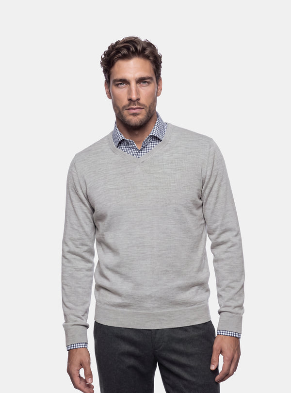 Maglione Uomo Scollo V in Lana Merinos