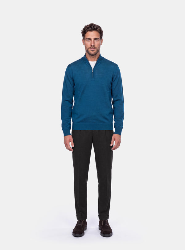 Maglione Uomo Mezza Zip in Lana Merinos