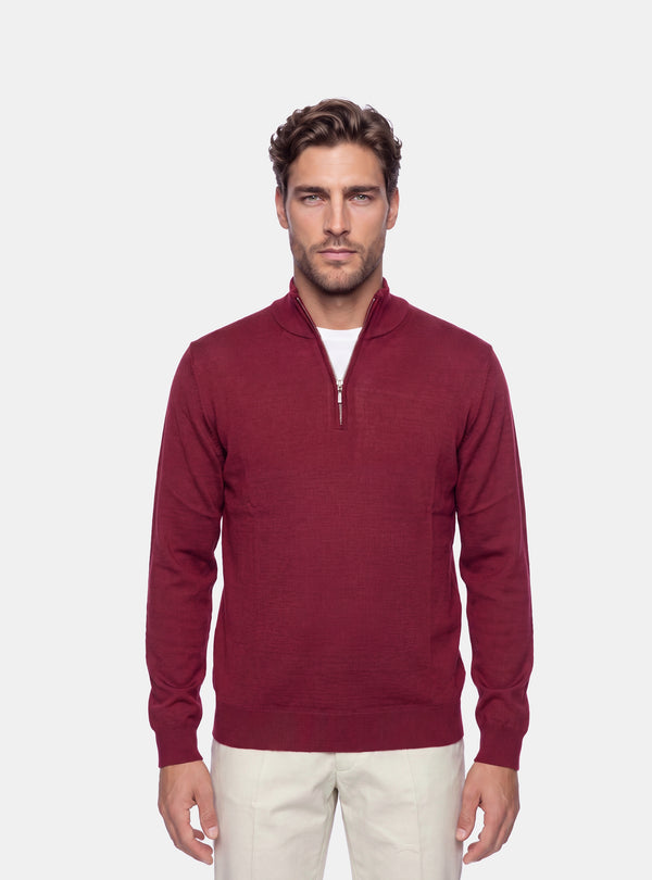 Maglione Uomo Mezza Zip in Lana Merinos