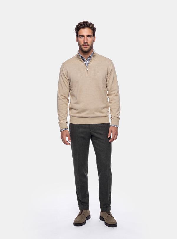 Maglione Uomo Mezza Zip in Lana Merinos