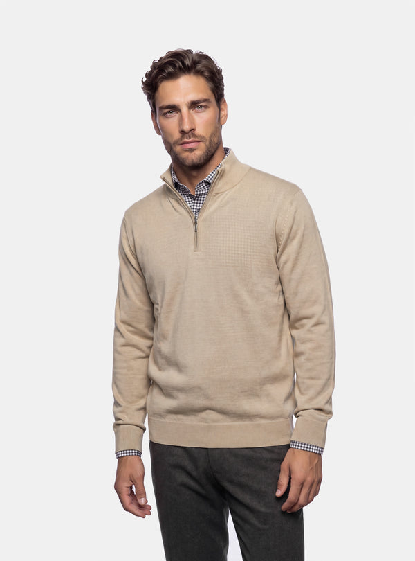 Maglione Uomo Mezza Zip in Lana Merinos