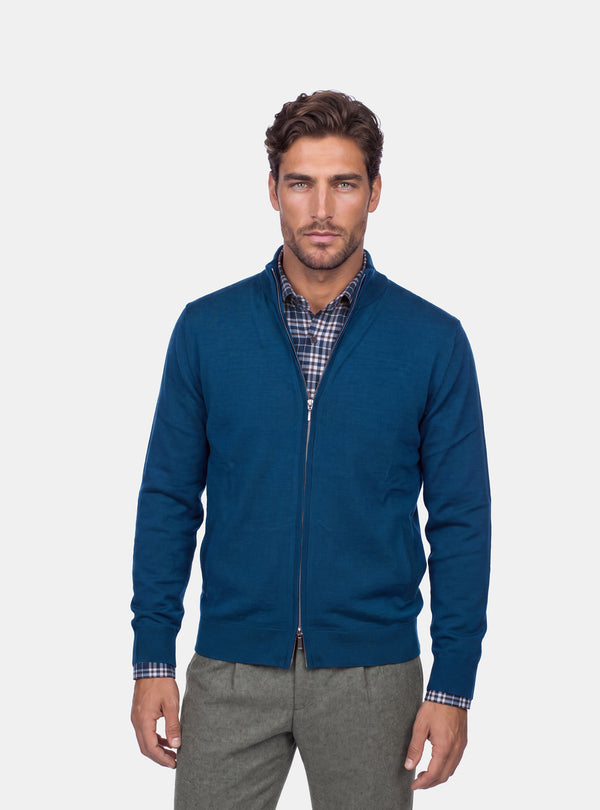 Cardigan Uomo Zip Intera in Lana Merinos