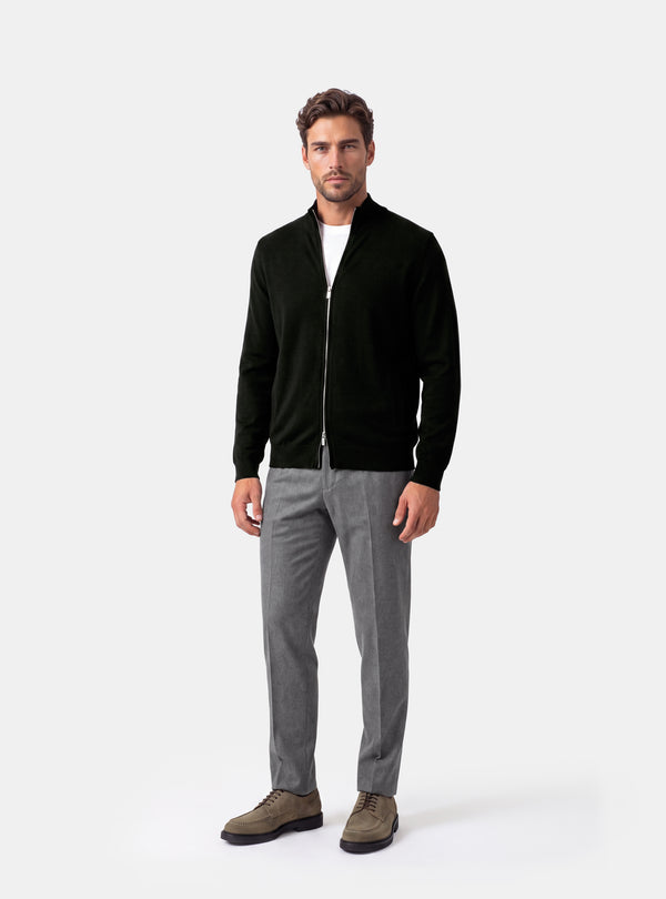 Cardigan Uomo Zip Intera in Lana Merinos