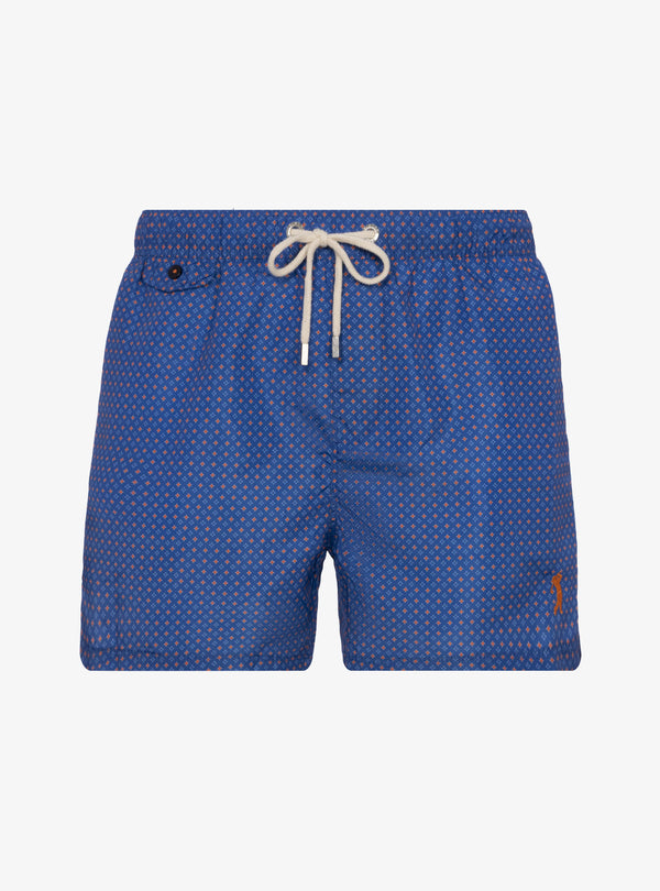 BLU CON PUNTINI ARANCIO