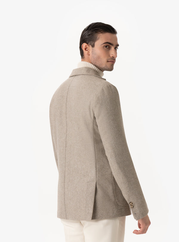 Mòlica – Giacca Uomo in Lana Follata Trama Corda