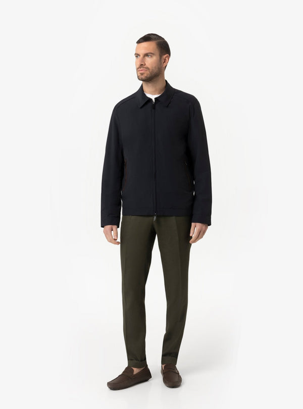 Bomber Uomo Collo Camicia in Nylon con Dettagli Stile Cuoio Primavera/Estate - Fusaro Antonio dal 1893 - Fusaro Antonio