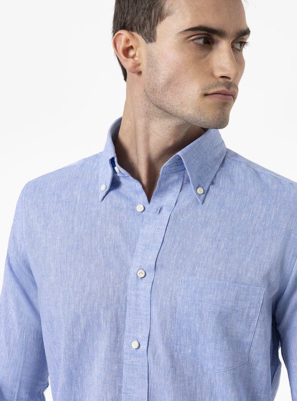 Camicia manica lunga button down in lino cotone - Teddy - Fusaro Antonio dal 1893 - Fusaro Antonio