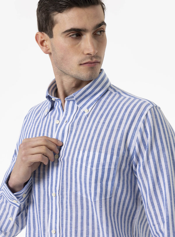Camicia manica lunga button down in lino cotone - Teddy - Fusaro Antonio dal 1893 - Fusaro Antonio