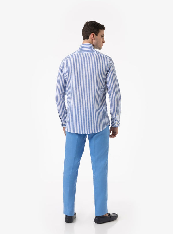 Camicia manica lunga button down in lino cotone - Teddy - Fusaro Antonio dal 1893 - Fusaro Antonio