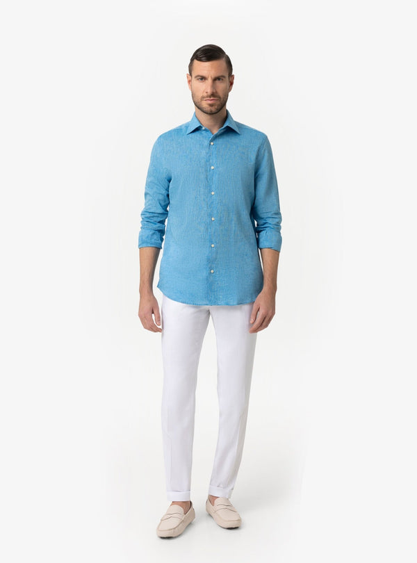 Camicia Uomo Collo Francese Regular in Lino - Cotone Primavera/Estate - Fusaro Antonio dal 1893 - Fusaro Antonio