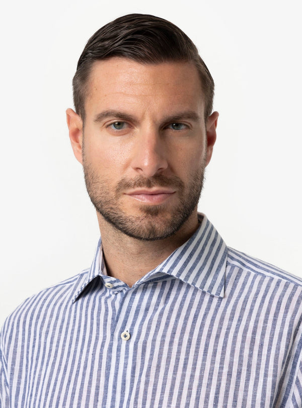 Camicia Uomo Collo Francese Regular in Lino - Cotone Primavera/Estate - Fusaro Antonio dal 1893 - Fusaro Antonio