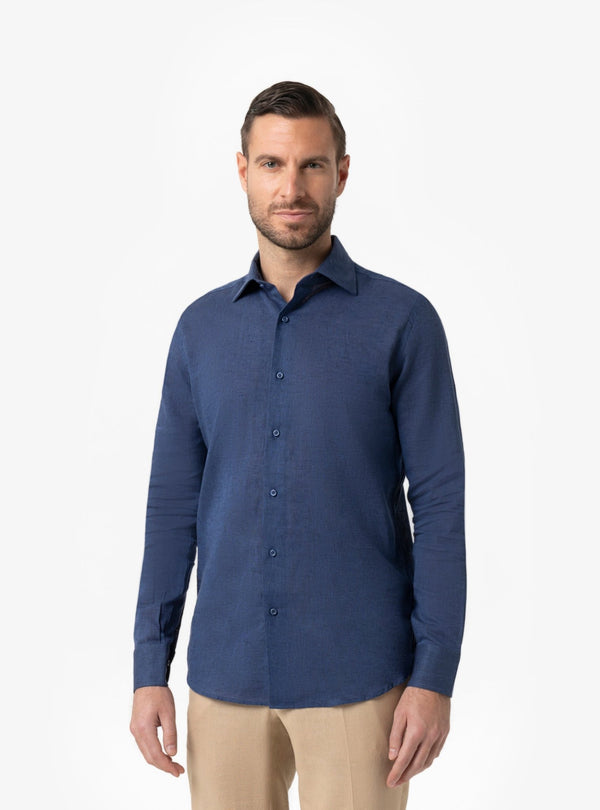 Camicia Uomo Collo Francese Regular in Lino - Cotone Primavera/Estate - Fusaro Antonio dal 1893 - Fusaro Antonio