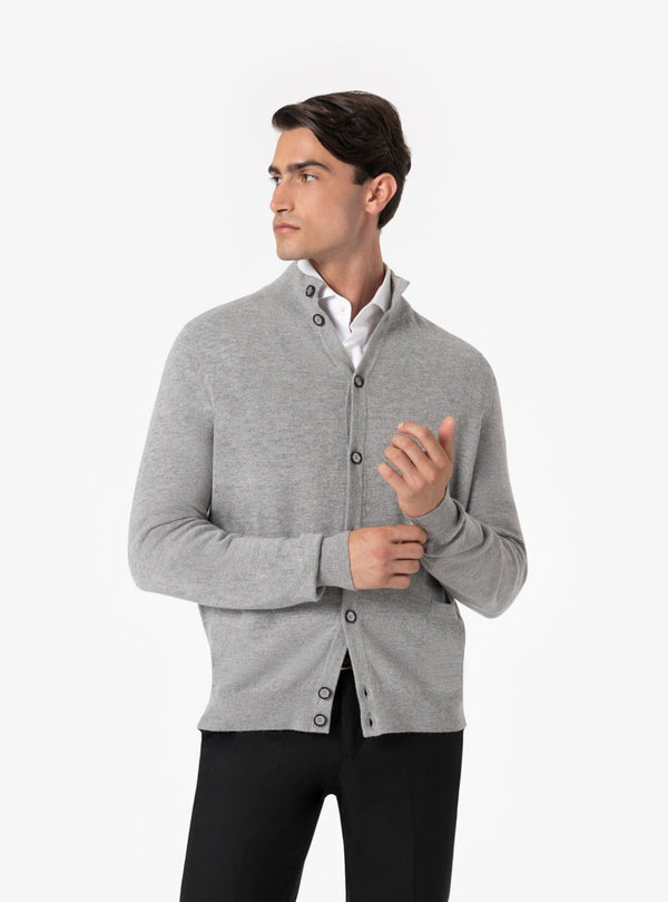 Cardigan a Collo Alto in Cashmere - Mumbai - Fusaro Antonio dal 1893 - Fusaro Antonio