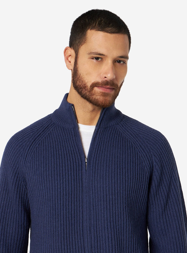 Cardigan a costine con zip in misto lana - Maddox - Fusaro Antonio dal 1893 - Fusaro Antonio