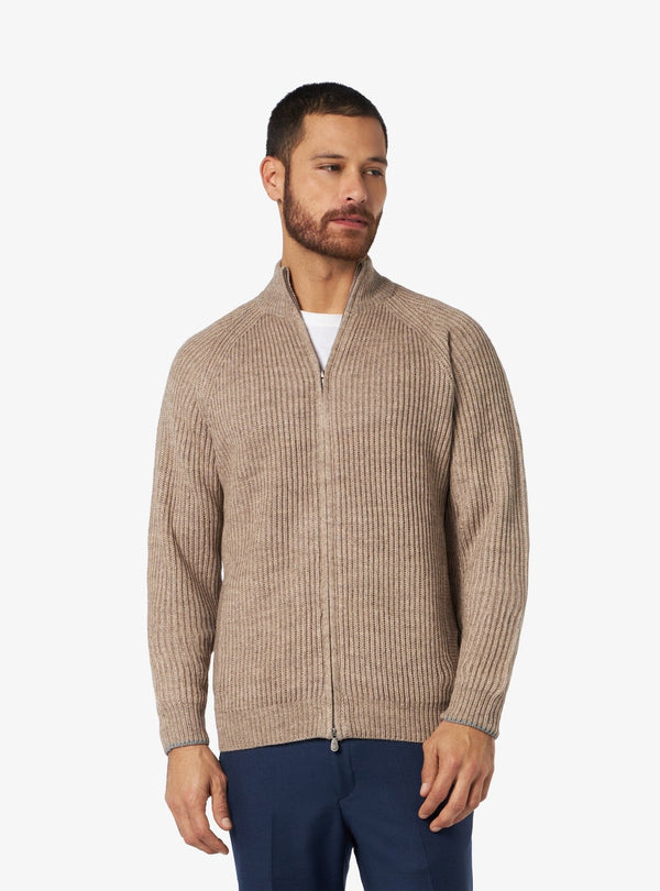 Cardigan a costine con zip in misto lana - Maddox - Fusaro Antonio dal 1893 - Fusaro Antonio
