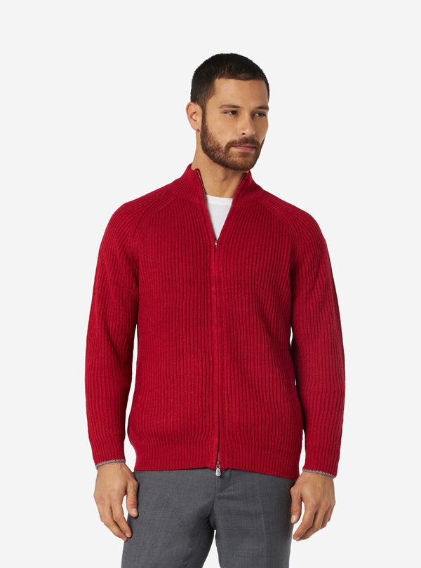 Cardigan a costine con zip in misto lana - Maddox - Fusaro Antonio dal 1893 - Fusaro Antonio