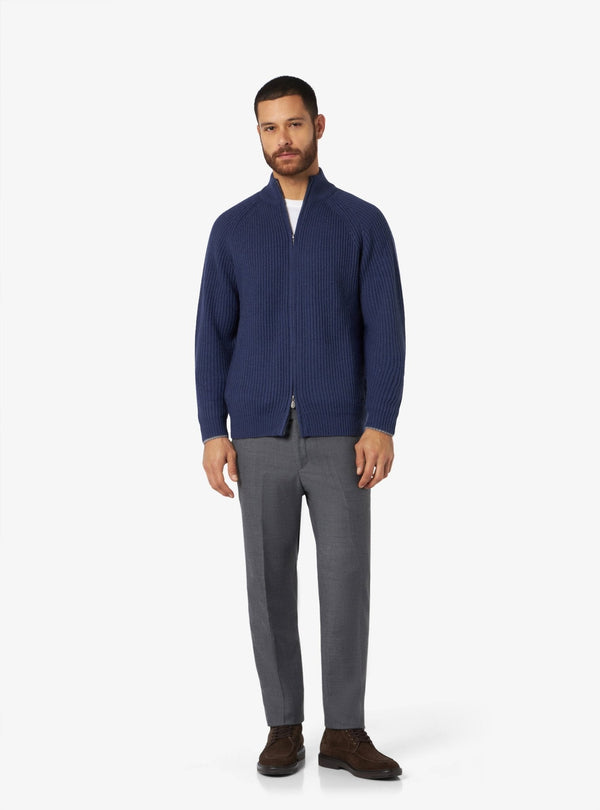 Cardigan a costine con zip in misto lana - Maddox - Fusaro Antonio dal 1893 - Fusaro Antonio