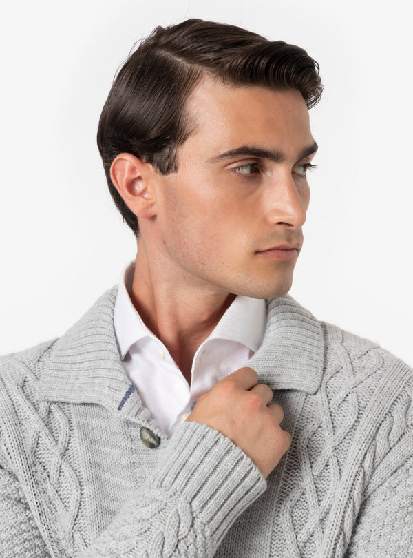 Cardigan con Collo a Vela in Misto Lana - Beirut - Fusaro Antonio dal 1893 - Fusaro Antonio