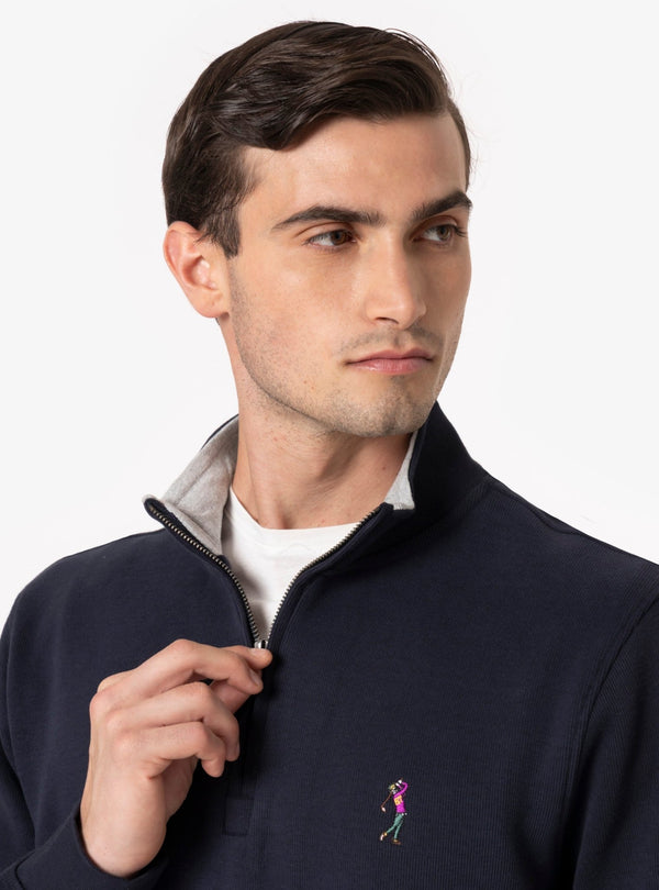 Cilento – Felpa Uomo Mezza Zip in Cotone Interlock - Fusaro Antonio dal 1893 - Fusaro Antonio