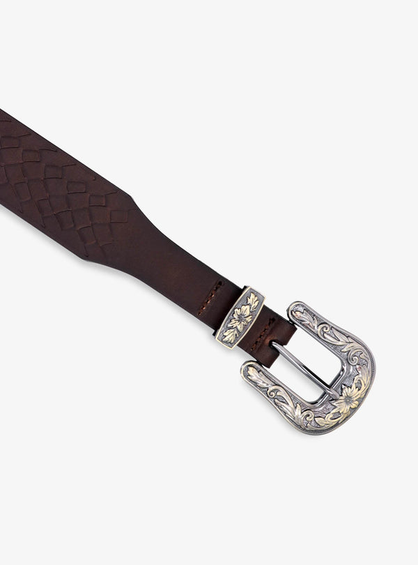 Cintura in Pelle con Fibbia Decorata - Vintage - Fusaro Antonio dal 1893 - Fusaro Antonio