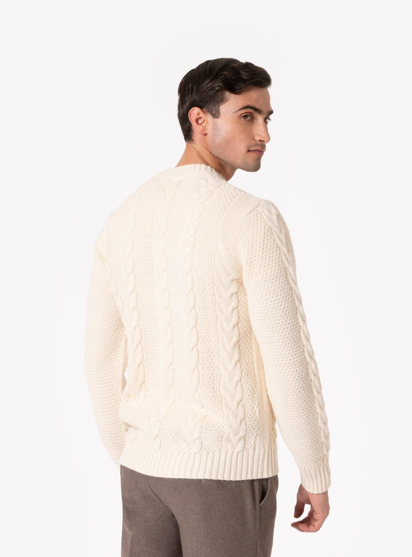 Dolcefreddo – Maglia Paricollo Treccia Uomo in Lana Mista - Fusaro Antonio dal 1893 - Fusaro Antonio