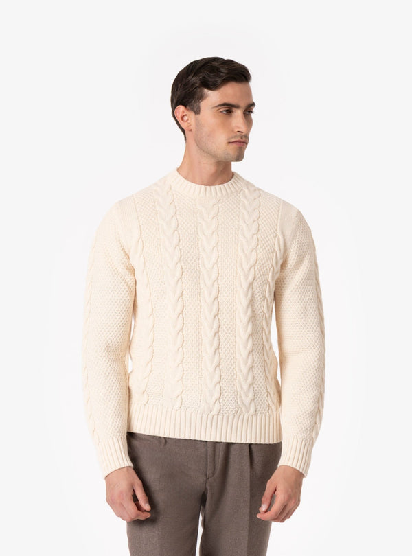 Dolcefreddo – Maglia Paricollo Treccia Uomo in Lana Mista - Fusaro Antonio dal 1893 - Fusaro Antonio