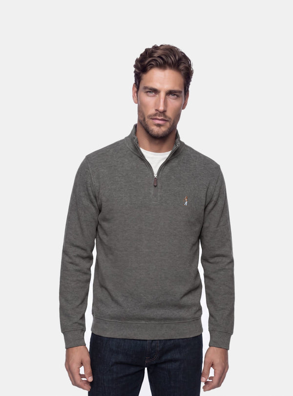 Felpa Uomo Mezza Zip in Cotone - Fusaro Antonio dal 1893 - Fusaro Antonio