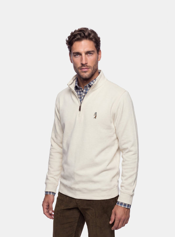 Felpa Uomo Mezza Zip in Cotone - Fusaro Antonio dal 1893 - Fusaro Antonio