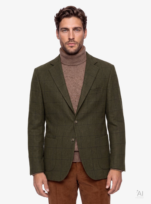 Giacca uomo a quadri con chiusura monopetto e revers classico - Fusaro Antonio dal 1893 - Fusaro Antonio