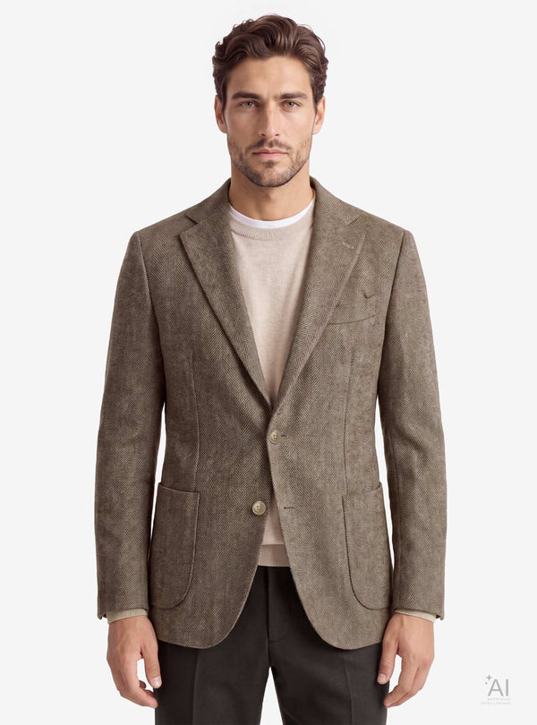Giacca uomo monopetto twill con bavero impunturato grigio - Fusaro Antonio dal 1893 - Fusaro Antonio