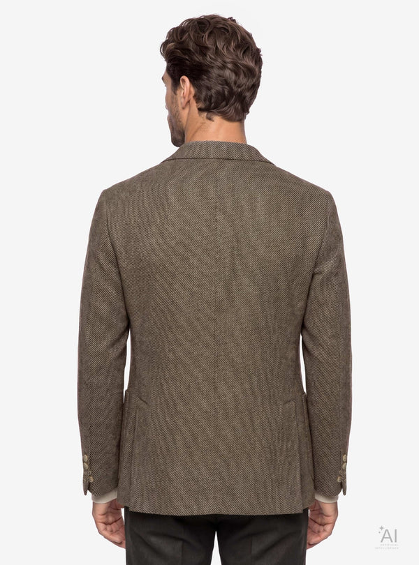 Giacca uomo monopetto twill con bavero impunturato grigio - Fusaro Antonio dal 1893 - Fusaro Antonio
