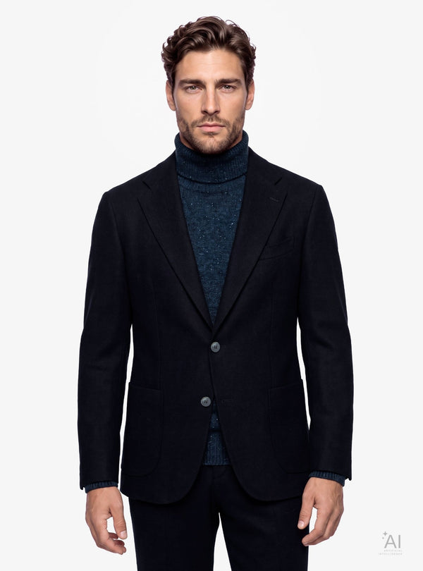 Giacca uomo monopetto twill con bavero impunturato grigio - Fusaro Antonio dal 1893 - Fusaro Antonio
