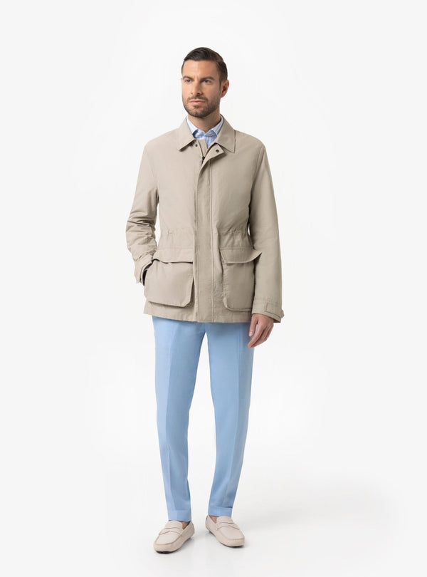 Giubbino Sahariana Uomo in Nylon Ecru e Navy Primavera/Estate - Fusaro Antonio dal 1893 - Fusaro Antonio