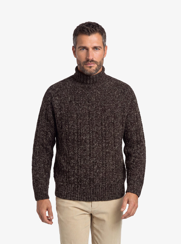 Maglia collo alto treccia uomo disponibile nei colori cotto e moro – MORO