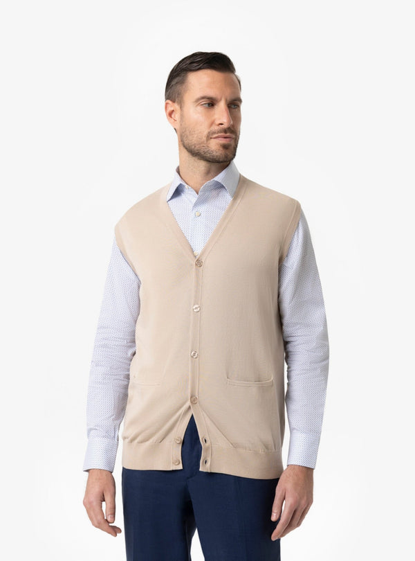 Maglia Gilet Uomo Blu, Celeste ed Ecru - Fusaro Antonio dal 1893 - Fusaro Antonio