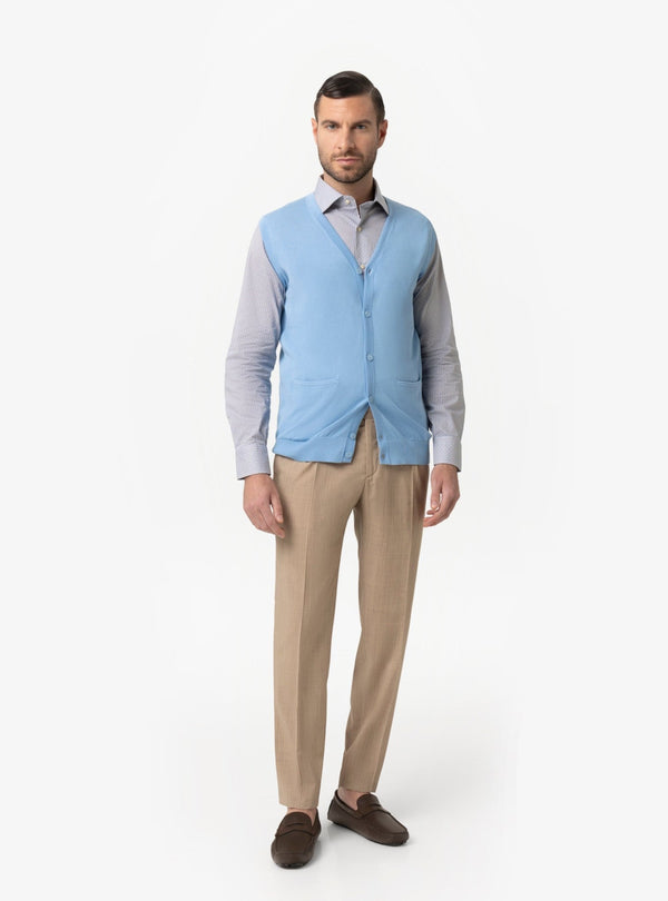 Maglia Gilet Uomo Blu, Celeste ed Ecru - Fusaro Antonio dal 1893 - Fusaro Antonio