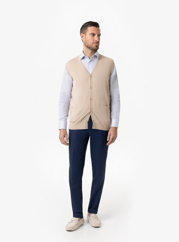 Maglia Gilet Uomo Blu, Celeste ed Ecru - Fusaro Antonio dal 1893 - Fusaro Antonio