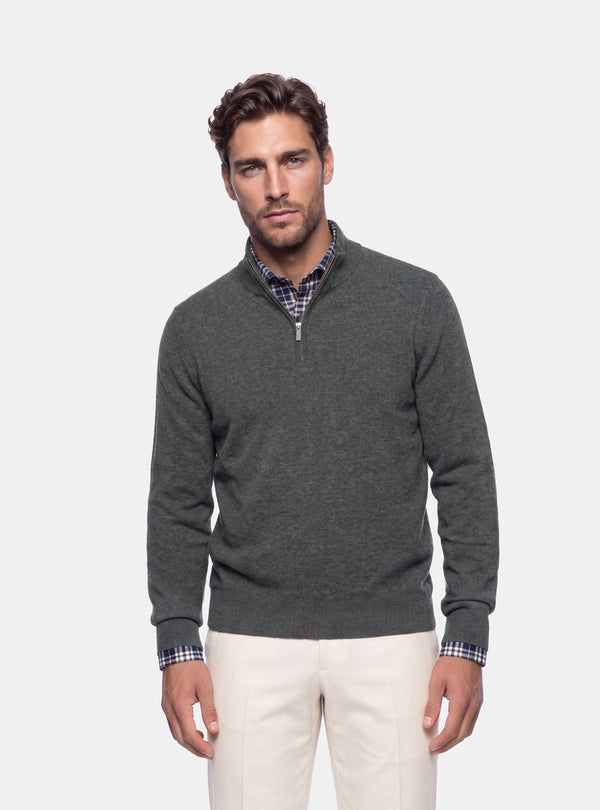 Maglia Mezza Zip Uomo in Misto Cashmere - Fusaro Antonio dal 1893 - Fusaro Antonio