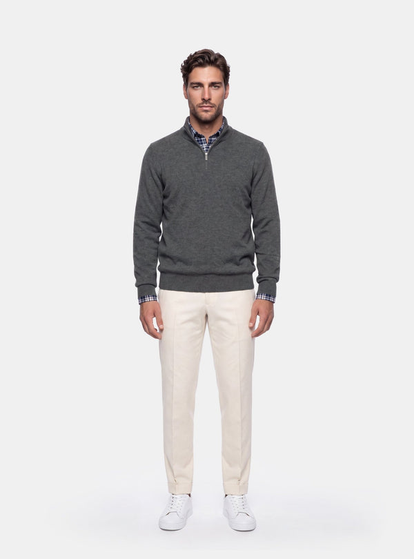 Maglia Mezza Zip Uomo in Misto Cashmere - Fusaro Antonio dal 1893 - Fusaro Antonio