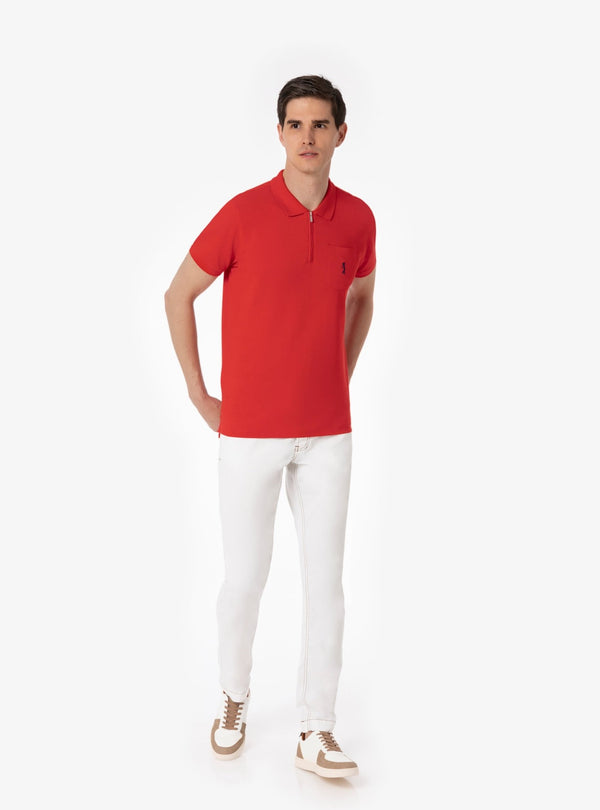 Polo in Cotone con Zip Metallizzata e Taschino Mezza Manica - Martha - Fusaro Antonio dal 1893 - Fusaro Antonio