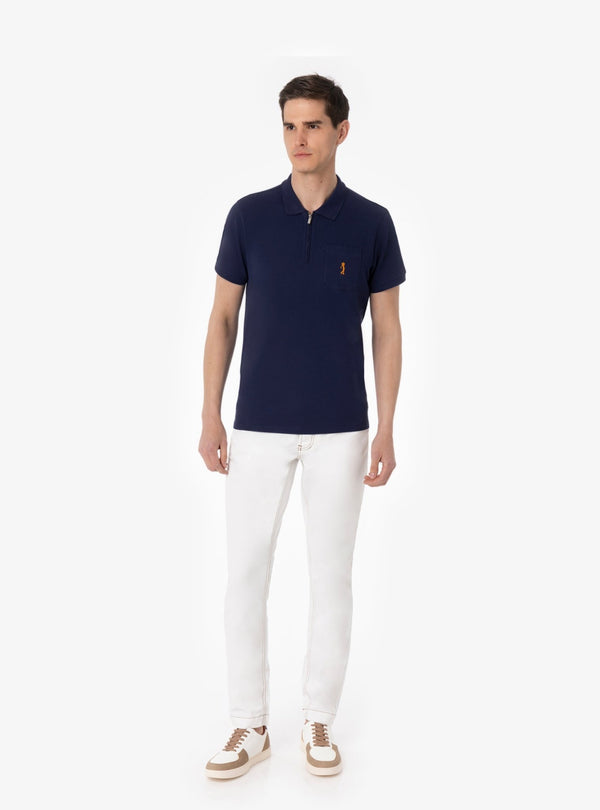 Polo in Cotone con Zip Metallizzata e Taschino Mezza Manica - Martha - Fusaro Antonio dal 1893 - Fusaro Antonio