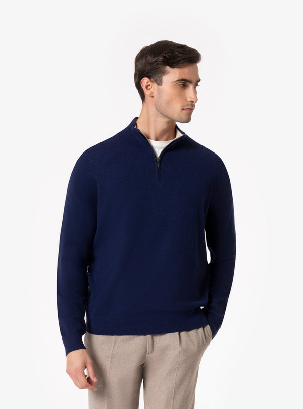 Sibari – Maglia Uomo Mezza Zip in Lana e Cashmere - Fusaro Antonio dal 1893 - Fusaro Antonio