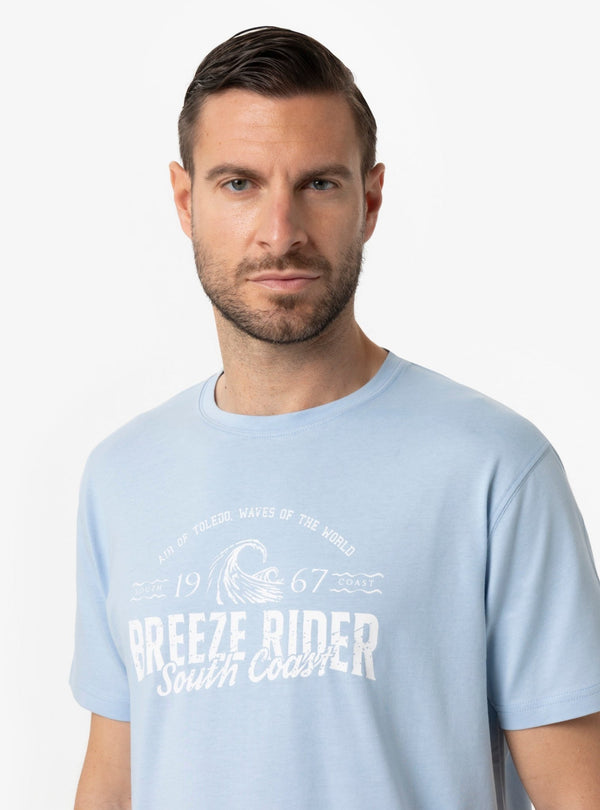 T-Shirt Uomo con Stampa in Cotone Bianco, Celeste, Grigio e Navy Primavera/Estate - Fusaro Antonio dal 1893 - Fusaro Antonio