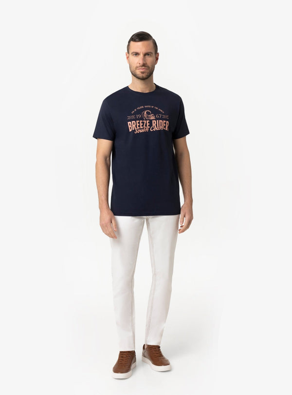 T-Shirt Uomo con Stampa in Cotone Bianco, Celeste, Grigio e Navy Primavera/Estate - Fusaro Antonio dal 1893 - Fusaro Antonio