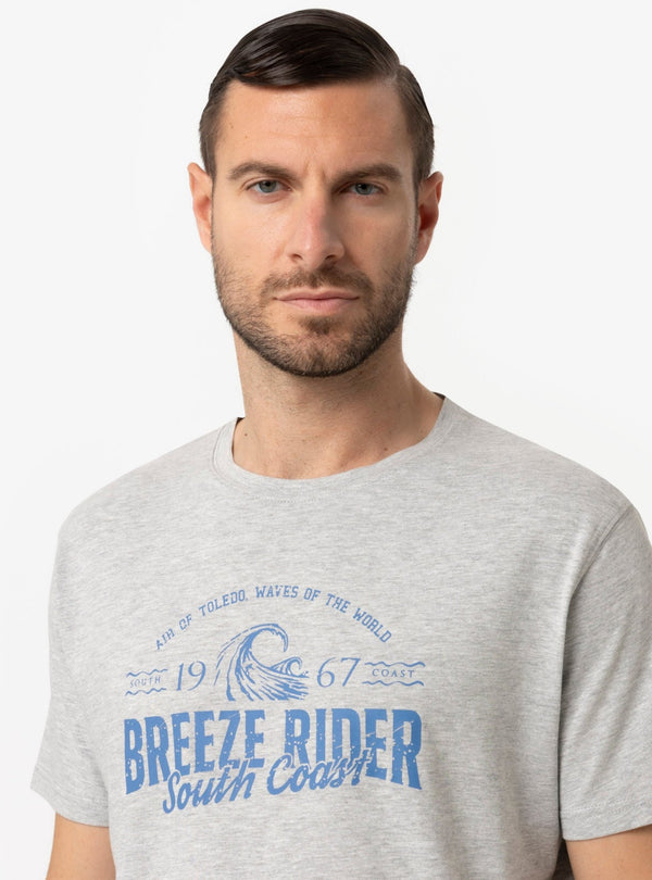 T-Shirt Uomo con Stampa in Cotone Bianco, Celeste, Grigio e Navy Primavera/Estate - Fusaro Antonio dal 1893 - Fusaro Antonio